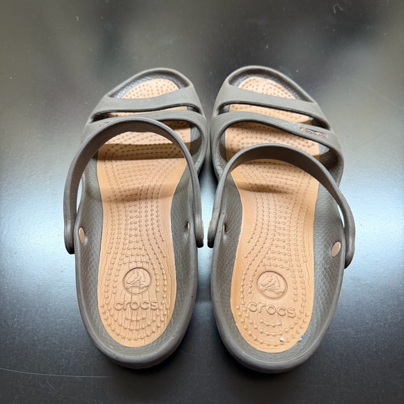 Crocs Cleo II Double Strap Adjustable Sandals 2-Tone Brown Womens Size 8 Slides - Picture 3 of 6